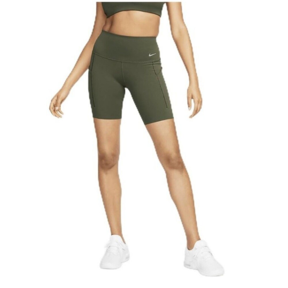Women's Nike Medium Support Infinasmooth High Rise Athletic Shorts Green Small